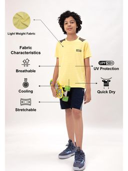 Technosport - Boys TECHNOCOOL+ Colorblock Slim Fit Round Neck Sports T-shirt Yellow
