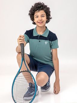 Technosport - Boys TECHNOCOOL+ Colorblock Slim Fit Sports Polo T-shirt Green