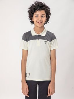 Technosport - Boys TECHNOCOOL+ Colorblock Slim Fit Sports Polo T-shirt Off White