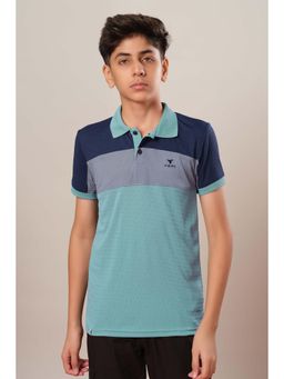 Technosport - Boys TECHNOCOOL+ Colorblock Slim Fit Sports Polo T-shirt Green