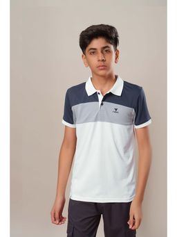 Technosport - Boys TECHNOCOOL+ Colorblock Slim Fit Sports Polo T-shirt Off White