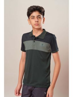 Technosport - Boys TECHNOCOOL+ Colorblock Slim Fit Sports Polo T-shirt Olive