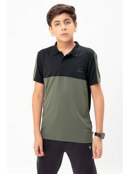 Technosport - Boys MATPIQ Colorblock Slim Fit Sports Polo T-shirt Olive