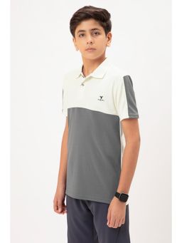 Technosport - Boys MATPIQ Colorblock Slim Fit Sports Polo T-shirt Off White