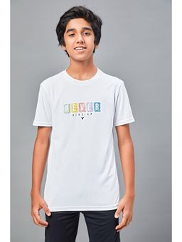 Technosport - Boys TECHNOCOOL+ Printed Slim Fit Round Neck Sports T-shirt White