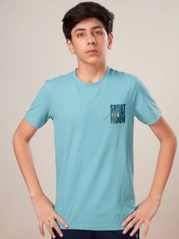 Technosport - Boys COTFLEX Printed Slim Fit Round Neck Sports T-shirt Blue