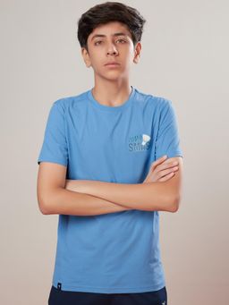 Technosport - Boys COTFLEX Printed Slim Fit Round Neck Sports T-shirt Blue