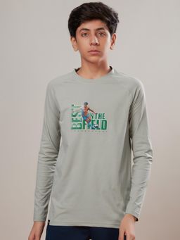 Technosport - Boys COTFLEX Solid Slim Fit Round Neck Sports T-shirt Green