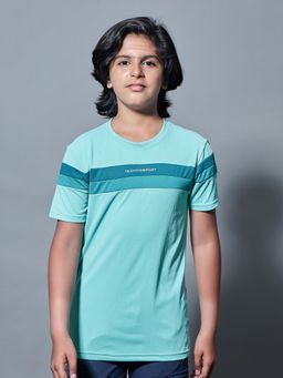 Technosport - Boys TECHNO DRY Colorblock Slim Fit Round Neck Sports T-shirt Blue