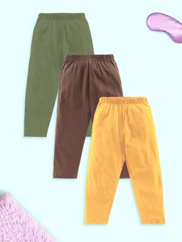 KiddoPanti - Multi-Color Boys Solid Pyjama with Single Pocket (Pack of 3)