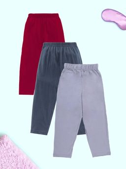 KiddoPanti - Multi-Color Boys Solid Pyjama with Single Pocket (Pack of 3)