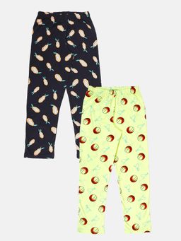 KiddoPanti - Multi-Color Boys Cotton Fruit and Ball Aop Printed Pyjama (Pack of 2)