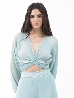 RAREISM - Women Blue Humphre-T Pastel Regular Crop Top