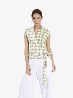 RAREISM - Women White & Green Novarna Regular Top