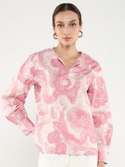 RAREISM - Women Off White & Pink Syrto Regular Top