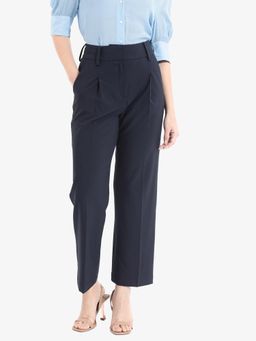 RAREISM - Women Navy Blue Tatsa Straight Trouser