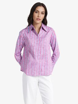 RAREISM - Women Pink & Blue Venice Regular Shirt