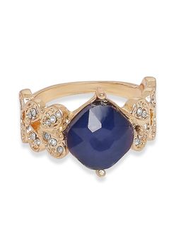 Lilly & Sparkle - Gold-Plated Blue Stone Studded Ring