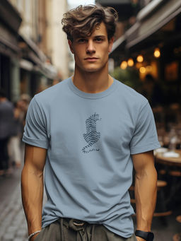 BULLMER - Blue Trendy Printed Cotton Blend Crew Neck Half Sleeve T-Shirt