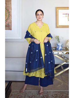 HOUSE OF MOXA - Midnight Blue Handwoven Jamdani Dupatta