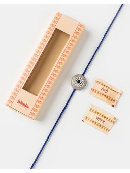 Fabindia - Women Blue Stone Metal Thread Rakhi with Roli Chawal