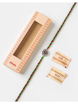 Fabindia - Women Pink Stone Metal Thread Rakhi with Roli Chawal