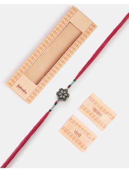 Fabindia - Women Pink Stone Thread Rakhi with Roli Chawal