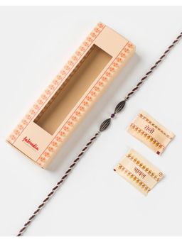 Fabindia - Women Pink Stone Silver Thread Rakhi with Roli Chawal