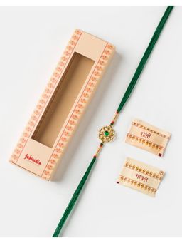 Fabindia - Women Green Stone Thread Rakhi with Roli Chawal