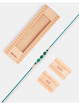 Fabindia - Women Light Green Stone Thread Rakhi with Roli Chawal