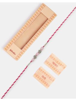 Fabindia - Women Pink Stone Thread Rakhi with Roli Chawal