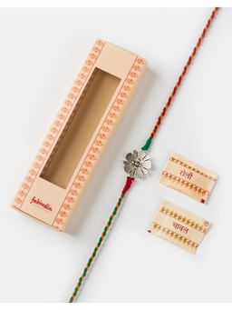 Fabindia - Women Silver Floral Thread Rakhi with Roli Chawal