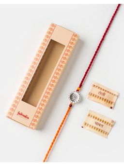 Fabindia - Women Silver Floral Thread Rakhi with Roli Chawal