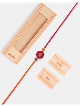 Fabindia - Women Silver Floral Thread Rakhi with Roli Chawal