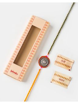 Fabindia - Women Silver Floral Thread Rakhi with Roli Chawal