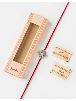 Fabindia - Women Silver-White Pearl Thread Rakhi with Roli Chawal