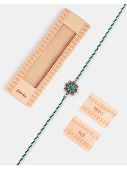 Fabindia - Women Green Floral Thread Rakhi with Roli Chawal