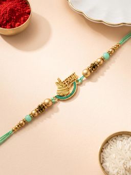 ADIVA - Handmade Krishna Thread Rakhi with Roli Chawal-Chandan-Mishri and Card