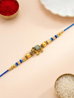 ADIVA - Handmade Elephant Motif Thread Rakhi with Roli Chawal-Chandan-Mishri and Card