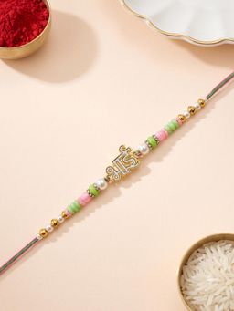 ADIVA - Handmade Bhai Script Thread Rakhi with Roli Chawal-Chandan-Mishri and Card