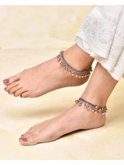 Silvermerc Designs - Oxidised Silver Plated Ghungroo Anklets