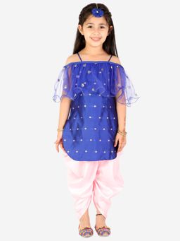 KID1 - Frilly Fusion Kurti Dhoti With Mang Tikka (Set of 3)