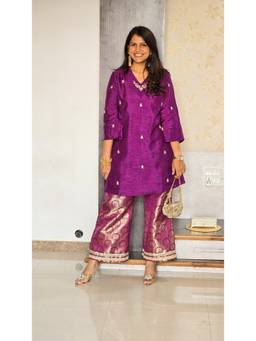 Pink Tree - Purple Muse Banarasi Kurta with Palazzo