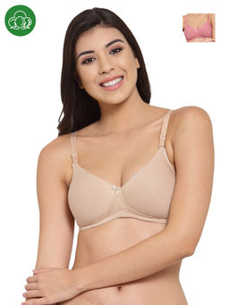 Inner Sense - Organic Cotton Antimicrobal Padded T-Shirt Bra -Pack Of 2 -Multi-Color