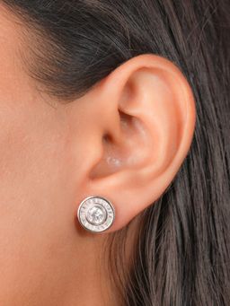 Johori - Silver Shine Round Zircon Earrings