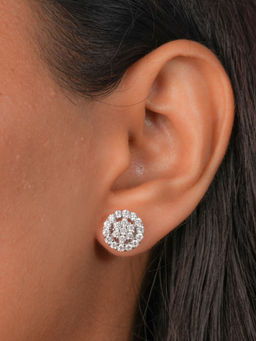 Johori - Silver Glamorous Round Zircon Earrings