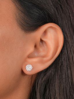 Johori - Silver Solitaire Round Studs Earrings