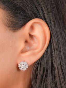 Johori - Silver Blooming Flower Zircon Earrings