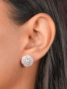 Johori - Sparkling Silver Round Zircon Studs Earrings