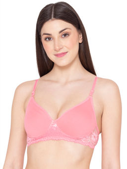 Groversons Paris Beauty - Women Full Coverage Everyday Lace Bra - Pink